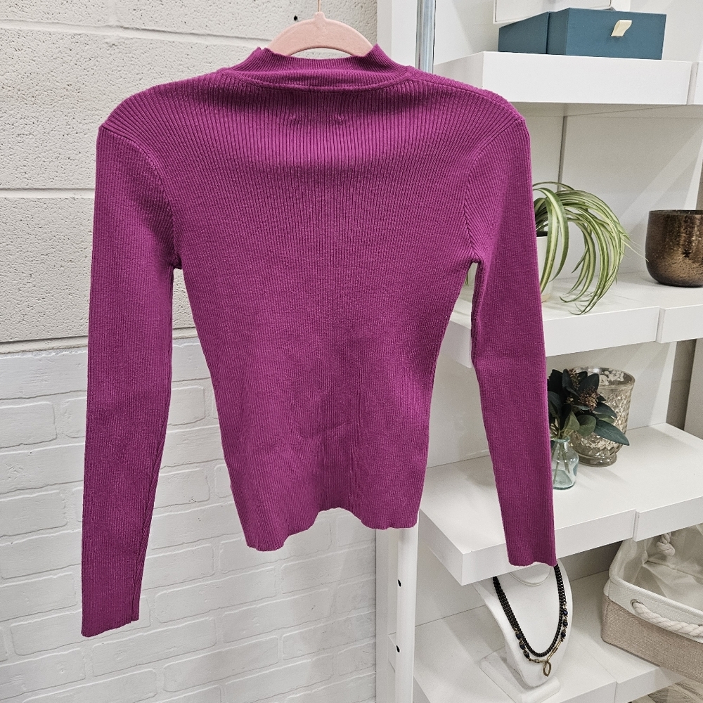 Fuchsia Slim Fit Ribbed Sweater